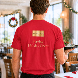 Camiseta Logotipo Vermelho Natal Equipe Servindo Alegria Na