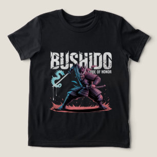 Camiseta Logotipo Vetorial de Anime de Guerreiro Samurai Bu