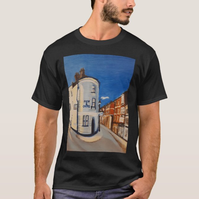 Camiseta Loja de Peixe e Batata Frita de Scarborough (Frente)