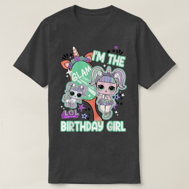 Camiseta LOL Surprise I'm The Glam Birthday Girl  (Frente do Design)