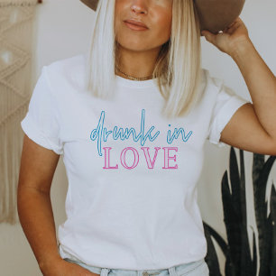 Camiseta LOLA Bebado De Neon Azul Rosa Em Bachelorette Amor