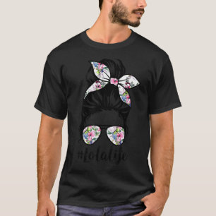 Camiseta Lola Life Messy Hair Bun Floral Dia de as mães