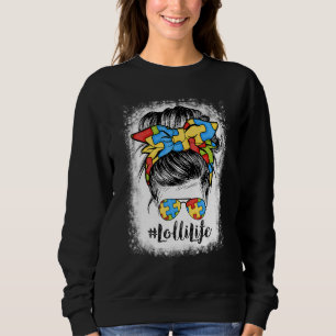 Camiseta Lolli Life Messy Bun Hair Bandana Óculos Autismo