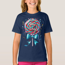 Camiseta Lollipop com Arco Turquesa e Streamers