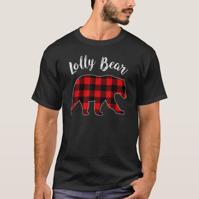 Camiseta Lolly Bear Buffalo Plaid Matching Family Group Chr (Frente)