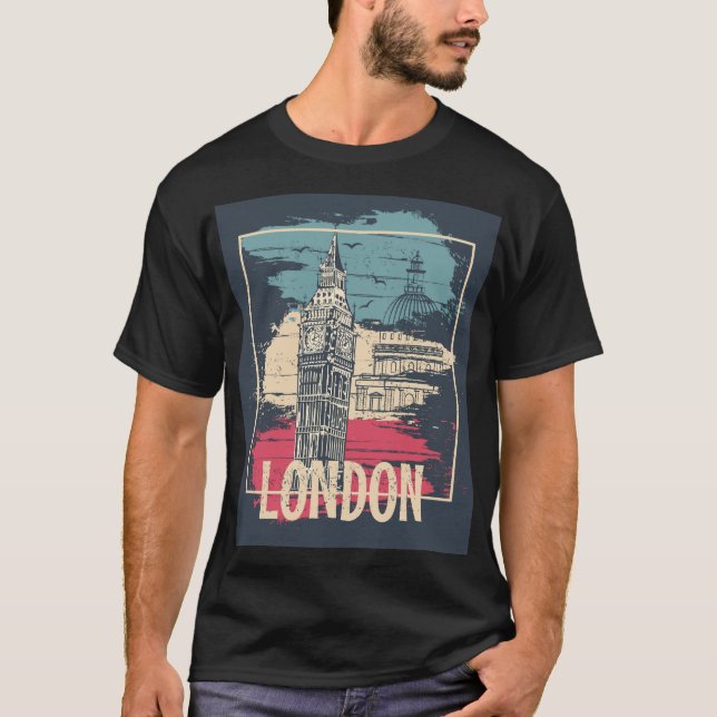 Camiseta London Big Ben: Poster de tipografia (Frente)