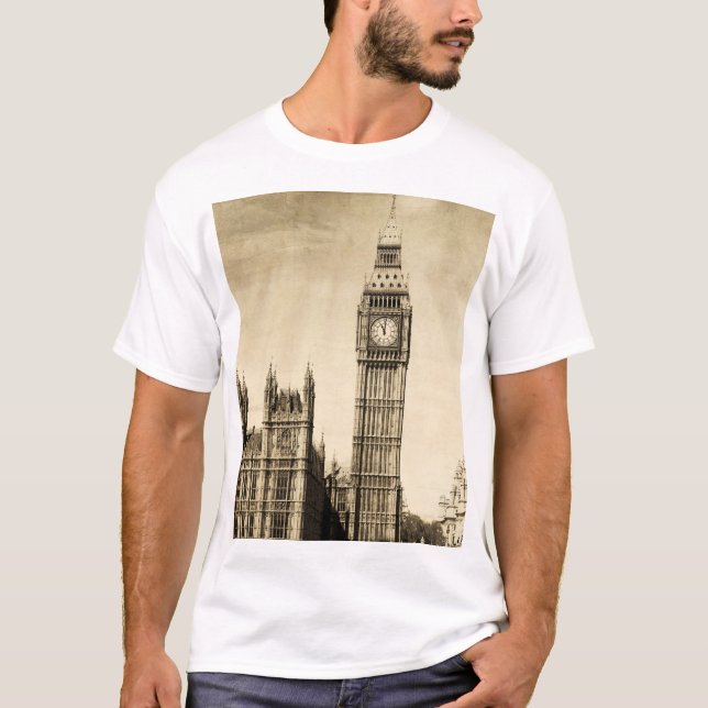 Camiseta London Big Ben: Vintage View (Frente)