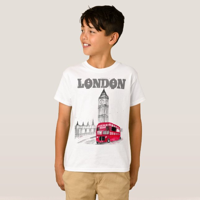 Camiseta London Black Modern Boys Inglaterra Reino Unido (Frente Completa)