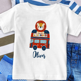 Camiseta London Bus & Bebê Leão Fofo Personalizado
