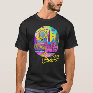 Camiseta London England Retro Vaporwave 90s Colorful Mod Tr