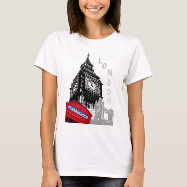 Camiseta London Red Telephone Box Big Ben Clock Torre (Frente)