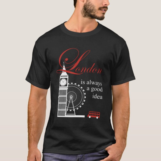 Camiseta London Souvenirs dá a homens mulheres Big Ben Red  (Frente)