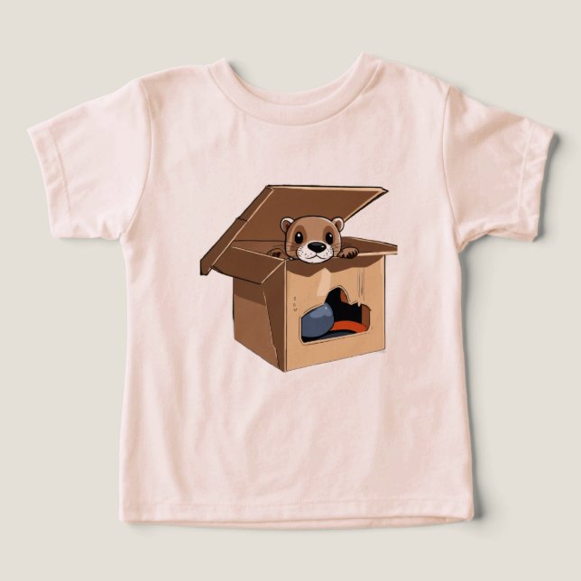 Camiseta Londra Bebê em uma Caixa de Papelão (Design frontal)