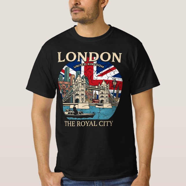 Camiseta Londres Clássica A Cidade Real - Union Jack (Frente)