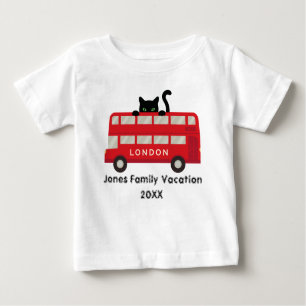 Camiseta Londres Reino Unido Red Bus Cat férias de família