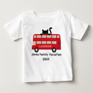 Camiseta Londres Reino Unido Red Bus Cat férias de família