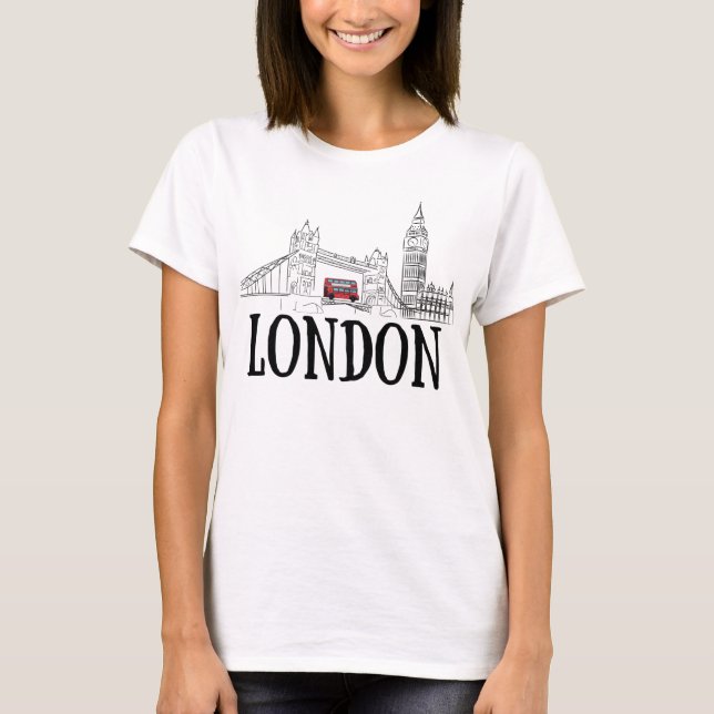 Camiseta Londres Skyline/London Tourist Gift/London Hometow (Frente)