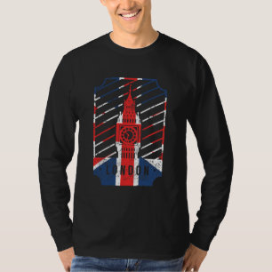 Camiseta Londres, torre big ben vintage com a bandeira da G