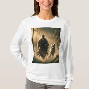 Camiseta Lone Samurai & White Wolf ⚔️ 🐺 - Epic Fantasy T-S