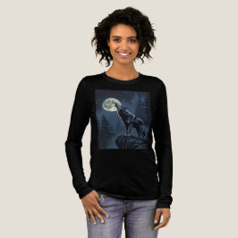 Camiseta Lone Wolf Howling at the Moon Night Forest Art