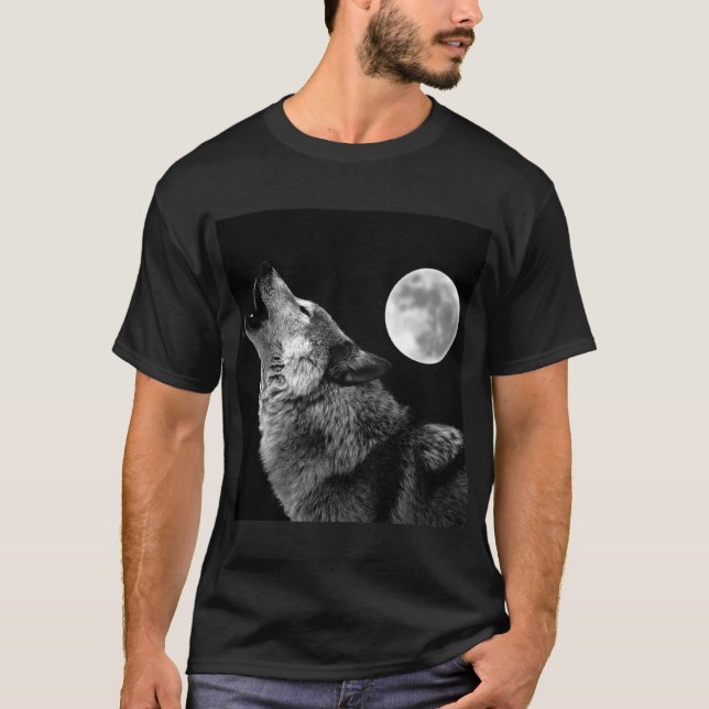 Camiseta Lone Wolf Howling na Lua (Frente)