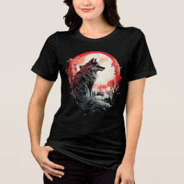 Camiseta Lone Wolf Under Moon – Red Forest Art