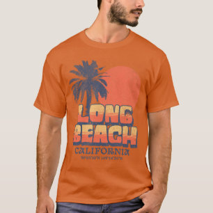 Camiseta Long Beach Califórnia Pôr do Sol Retro Palmeira Ca
