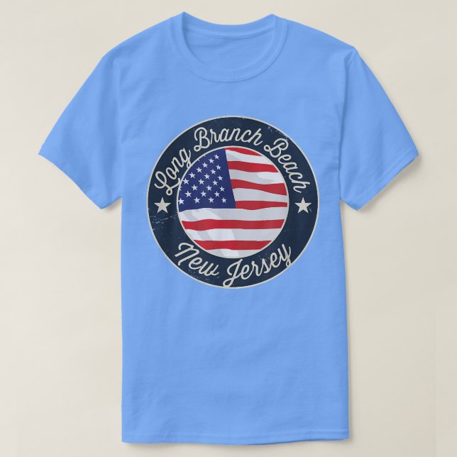Camiseta Long Branch Beach - Patriotic New Jersey Souvenir  (Frente do Design)