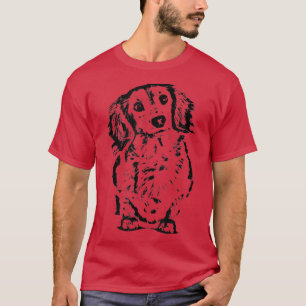 Camiseta Long Hair Dachshund Lover Gift Doie Mom Dad Cute W