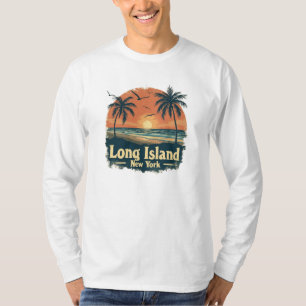 Camiseta Long Island New York Retro Beach Vibes