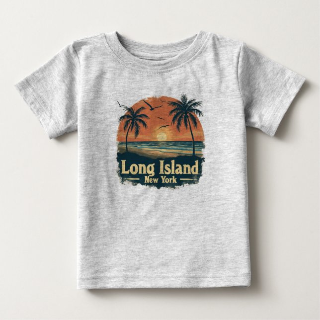 Camiseta Long Island New York Retro Beach Vibes (Frente)