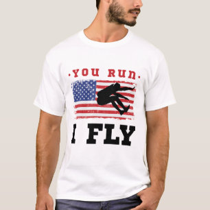 Camiseta Long Jump American Flag Você Corre Eu Voo