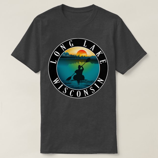 Camiseta Long Lake Wisconsin Kayaking (Frente do Design)