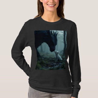 Camiseta long sleeve black dragon and white puppy shirt