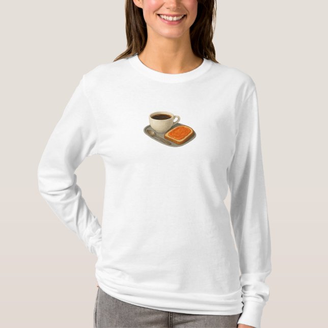 Camiseta Long Sleeve with coffee and sandwich (Frente)