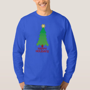 Camiseta Longa Árvore de Natal com Estrela Brilhan