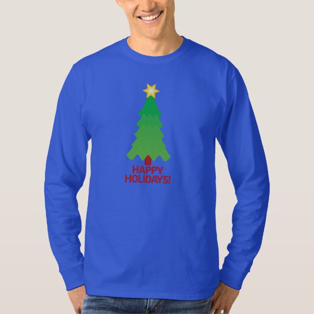 Camiseta Longa Árvore de Natal com Estrela Brilhan (Frente)