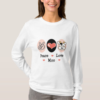 Camiseta longa da Capa da vaca do MOO do amor da