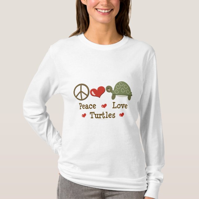 Camiseta longa da Capa das tartarugas do amor da (Frente)