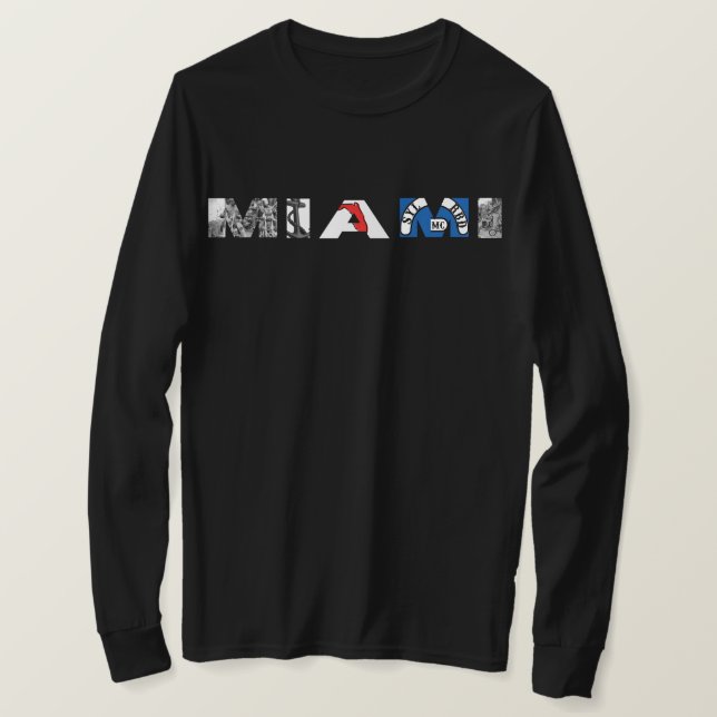 Camiseta longa de manga de Miami Anni (Frente do Design)