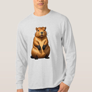Camiseta Longa Ilustração Animal Rodent Capybara Cute