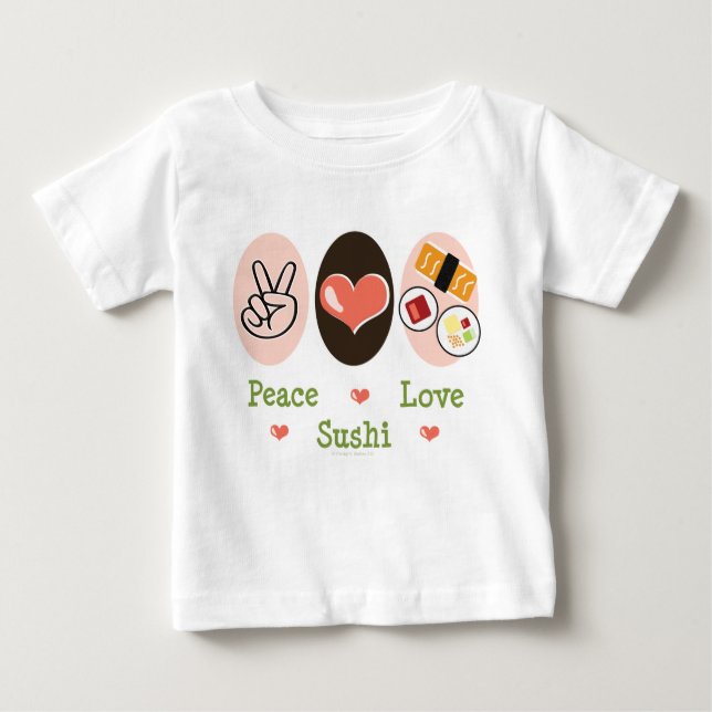 Camiseta longa infantil da Capa do sushi do amor (Frente)