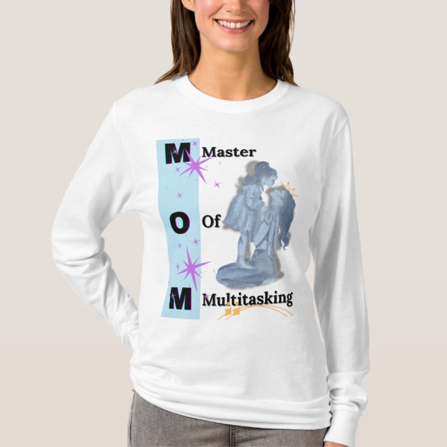 Camiseta Longa manga mestre do Dia de as mães de multitaref (Frente)