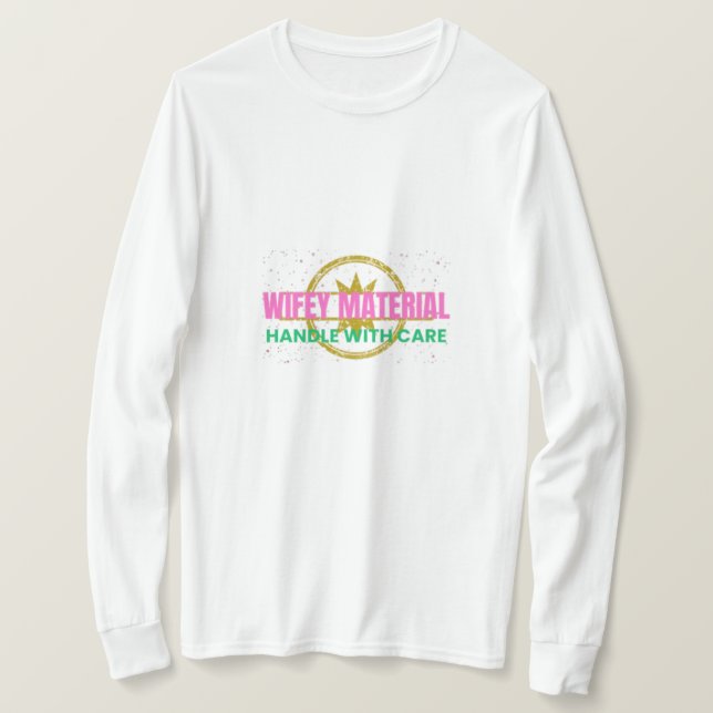 Camiseta Longa Minimalista Material de Esposa (Frente do Design)