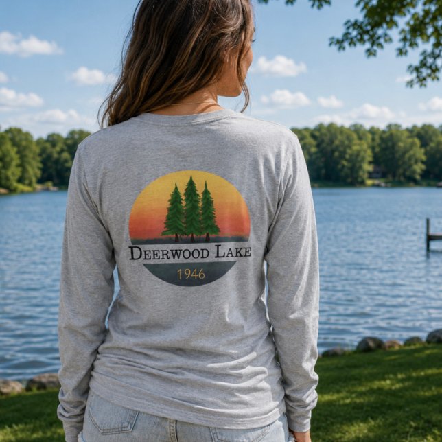 Camiseta longa pôr do sol no lago Deerwood (Criador carregado)