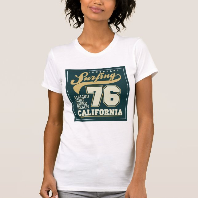 Camiseta Longboard que surfa | Califórnia 76 (Frente)