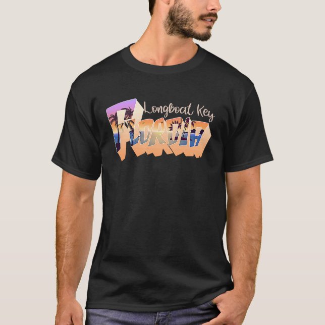 Camiseta Longboat Key Florida Retro Sunset Vacing (Frente)