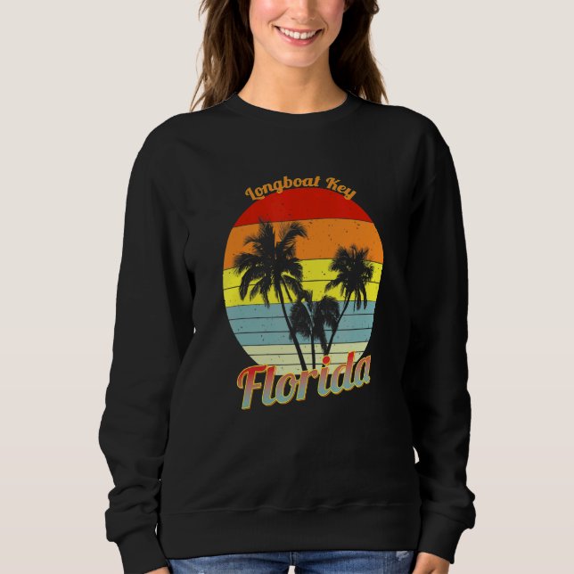 Camiseta Longboat Key Florida Retro Tropical Palm Trees Vac (Frente)