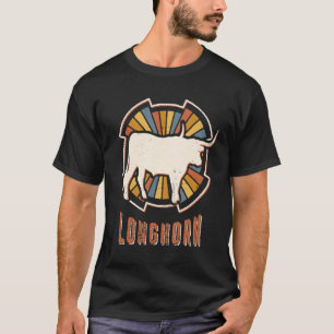 Camiseta Longhorn Vintage Refletindo O Amor Animal Clássico