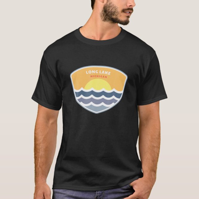 Camiseta Longo Lago Michigan MI Sunset Vacing Souvenir (Frente)
